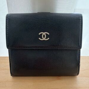CHANEL Black Leather Card Holder